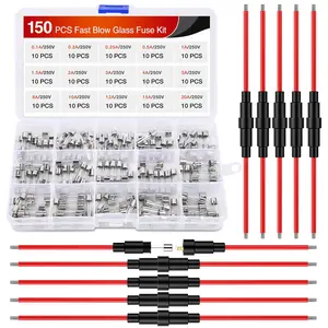Nilight 150PCS Fast Blow Glass Fuses with 10PCS 5x20mm Inline Holder Screw Type16AWG 250V 0.1A 0.2A 0.25A 0.5A 1A 1.5A 2A 3A 4A 5A 8A 10A 12A 15A 20A Tube Fuse Assortment