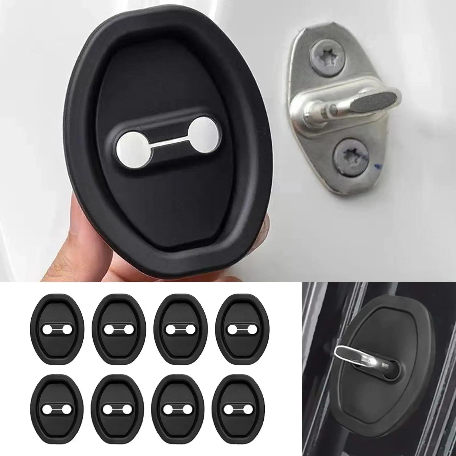 8pcs Car Door Lock Silicone Cover, Silent Vehicle Pad Stable Automotive Exterior Accessories for Automobile Quietness Noise Reduction Protective Silicone Guard