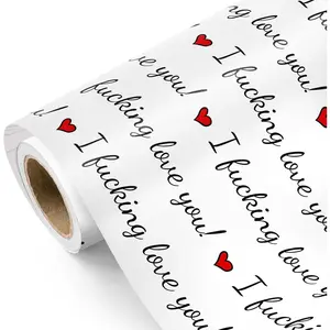 Funny  Valentine's Day Wrapping Paper Roll - Mini Roll - 17 Inch x 33  - I Fucking Love You Design,  for Valentine's Day, Wedding, Anniversary, Adults Birthday