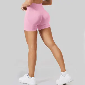 Seamless Women's Sports Yoga Shorts Three - Section Waist Ruched Design Butt - Lifting No Awkward Lines Peach Butt Fitness Pants