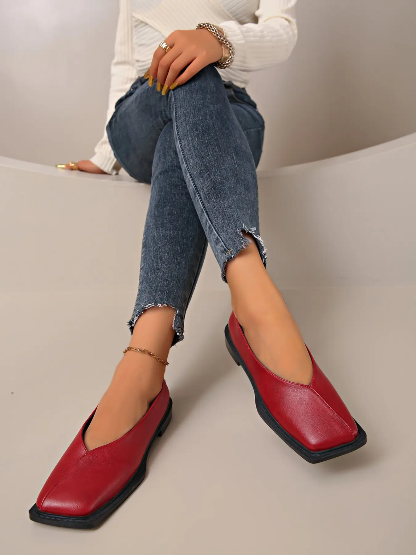 Women's Mary Jane Flat Shoes, Comfortable PU Leather Loafers, Soft Sole, All-Season Wear, Perfect for Dresses & Casual