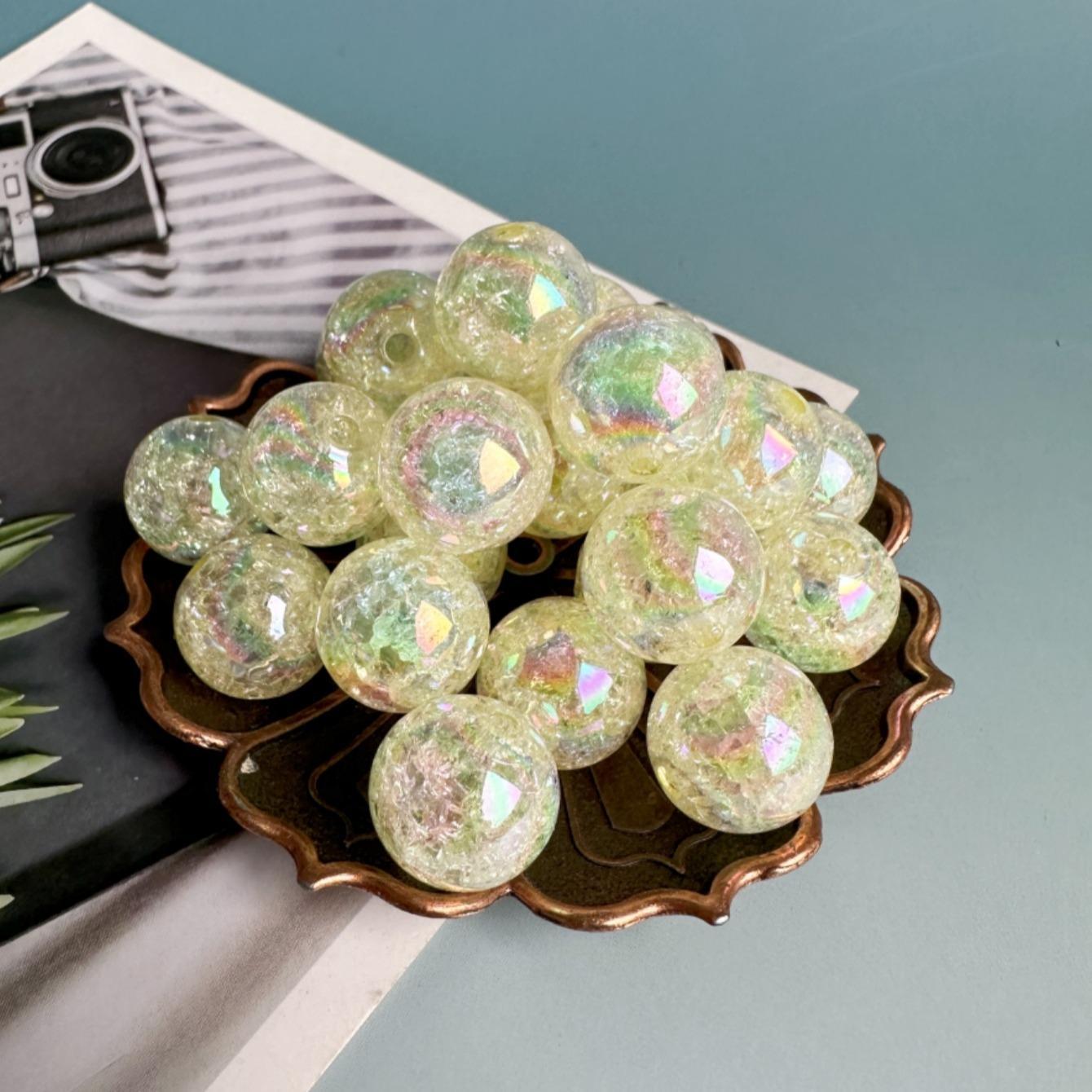 16mm Glitter Bubble Bead (20pcs/set), Shiny Round Beads for DIY Necklace Bracelet Phone Bag Pendant, Jewelry Making Supplies, Beading & Jewellery Making Material, DIY Beading Accessories, Christmas Gift