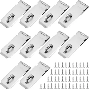 10 PCS Stainless Steel Heavy Duty Security Padlock Hasp Latch with Mounting Screws for Doors & Cabinets
