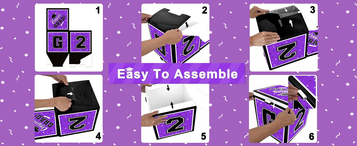 2026 Graduation Decorations Set - So Proud of You - Class of 2026 Balloon Boxes for Memorable Grad Party Supplies, Indoor/Outdoor Congrats Grad Home Door Décor Essentials( purple and black)