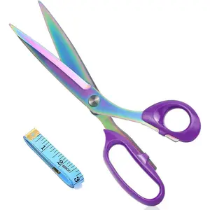 Fabric ,  Professional Tailor , Multifunctional Ultra- Titanium Coating Sewing Scissor, Stainless Steel Clothing Scissor for  and Office - Length 10.5 Inches