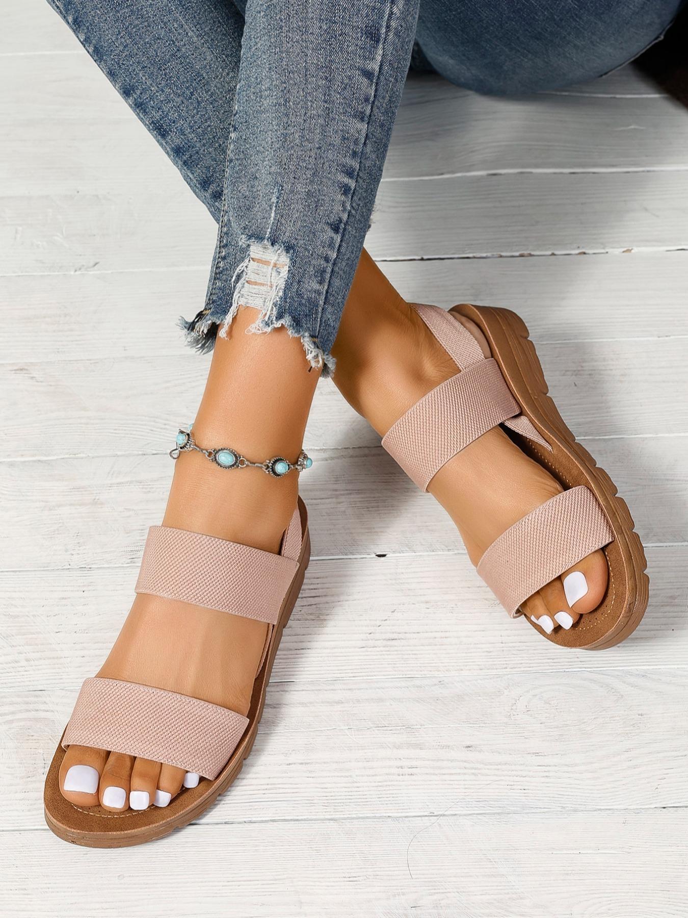 Women's Summer 2024 Fashionable Slip on Flat Sandals, Bohemian Trending Sandals, Casual Comfortable Sandals for Beach Party, Simple Comfortable Shoes for Indoor and Outdoor