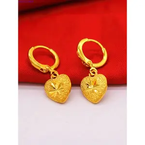 Textured Heart Stud Earrings for Women – 24K Gold Plated Fashion Earrings, Elegant Everyday Jewelry for Daily Wear, Weddings, Bridal Accessories & Birthday Gift