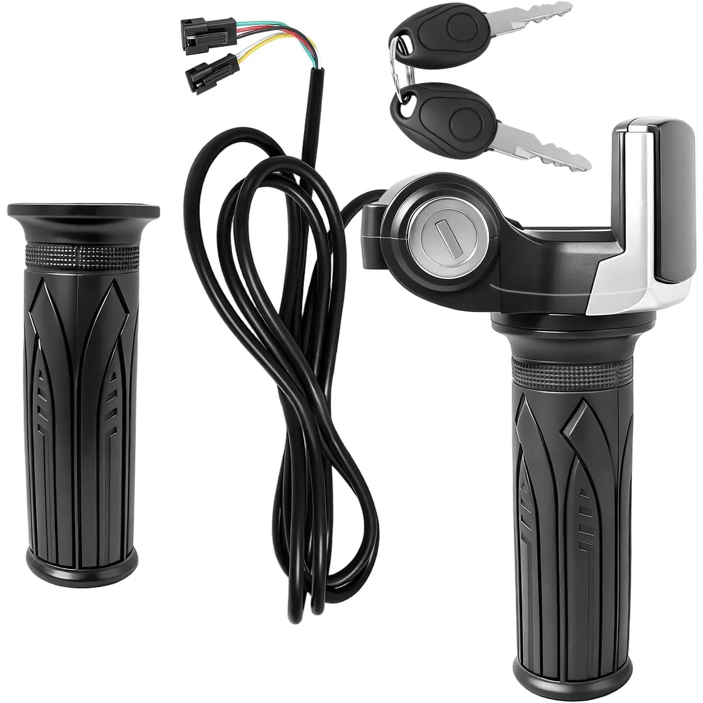 48V Half Twist Throttle with LED Display Grip Lock Key Set, Electric Scooter Throttle Replacement, Fits for Ebike Motorcycle Scooter