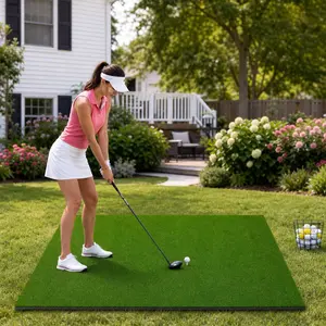 Commercial Golf Hitting Mat 5x4FT to 5x5FT - Heavy Duty Golf Training Mat with 15mm EVA Base & 6 Tee Positions for Indoor Backyard Gym Garage Simulator Practice