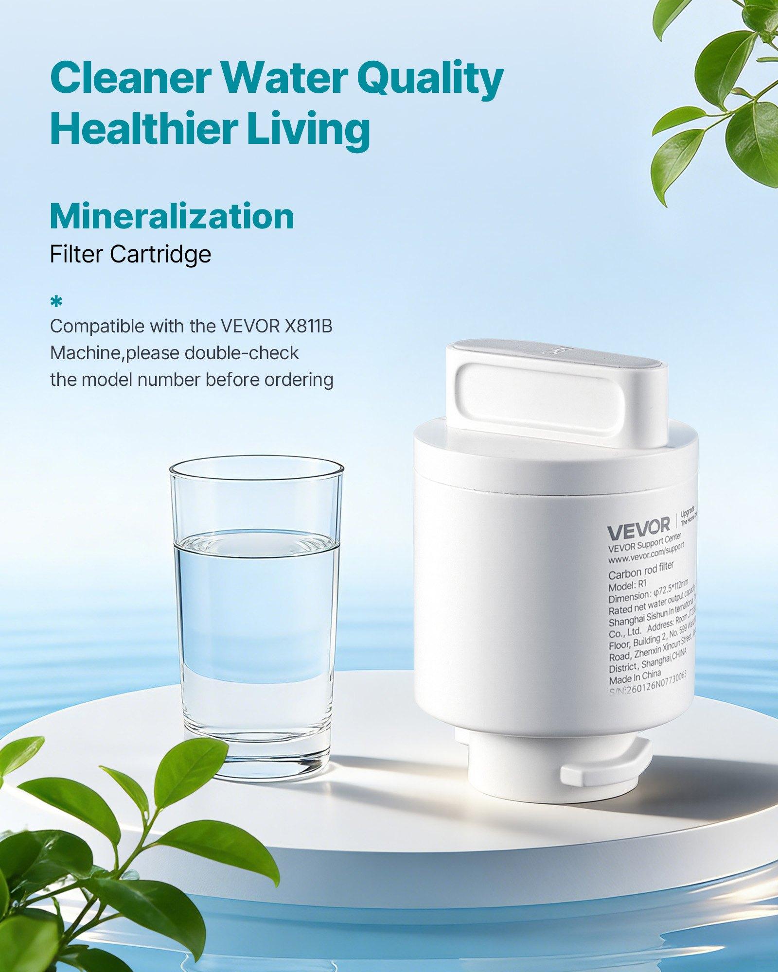 VEVOR Mineralization Filter Replacement – Remineralization Alkaline Water Filter for Reverse Osmosis System, Balances pH & Restores Minerals, Compatible with X811B Ice Maker Water Dispenser