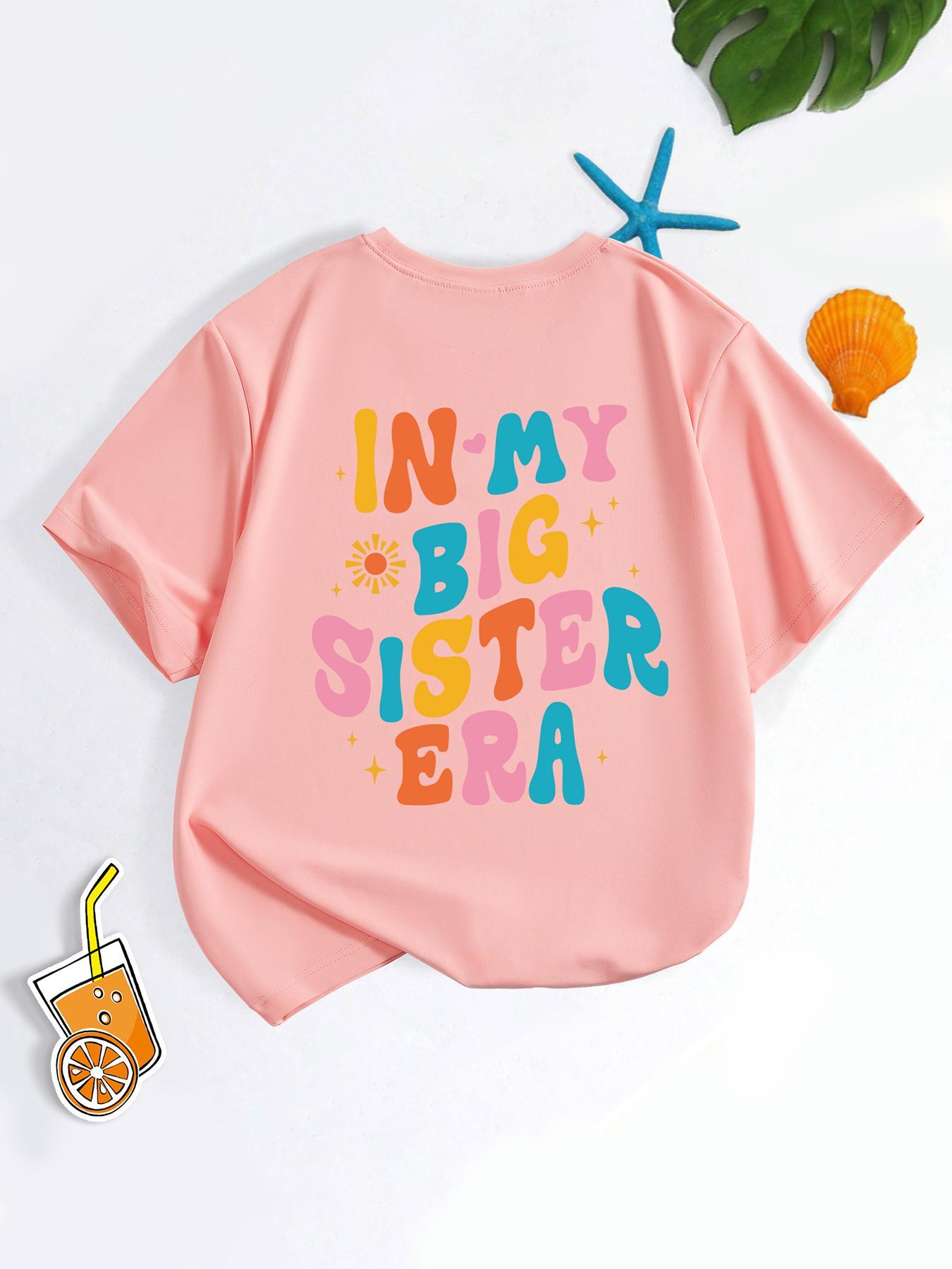 Girl's Cartoon Letter Print Round Neck Tee, Casual Short Sleeve T-shirt for Daily Wear, Kids Clothes for All Seasons, Graphic Print Shirt
