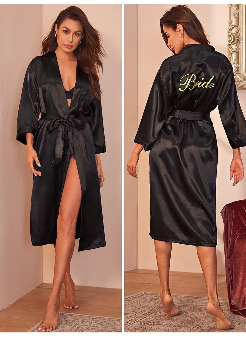 Women Kimono Bathrobe Gown Sexy Sleepwear Satin Home Clothing Intimate Lingerie Casual Bride Bridesmaid Wedding Gift Nightgown