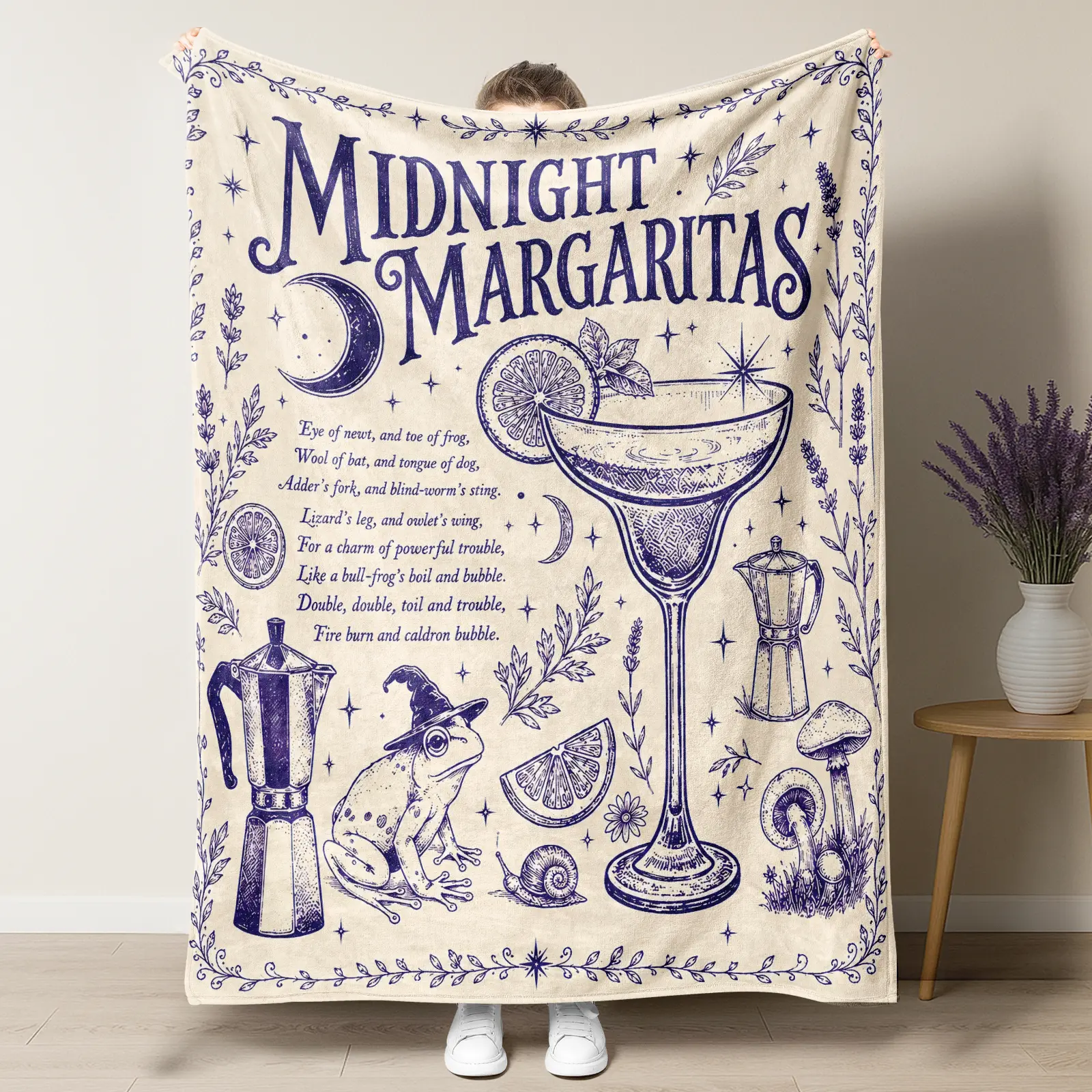 Midnight Margaritas Witchy Throw Blanket,Practical Magic Fleece Blanket,Perfect Gift For Best Friend, Witch Lover, Practical Magic Fan, Girls Night Birthday Gift,Retro Halloween Movie Blanket, Girls Will Be Girls,Spooky Season Gift,HomeEssentials
