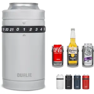 DUALIE Tracker Drink Cooler - Game Score Counter and 3 in 1 Insulated Can Cooler - 5 Colors - Universal Size for 12 oz Cans, Slim Cans, and Bottles