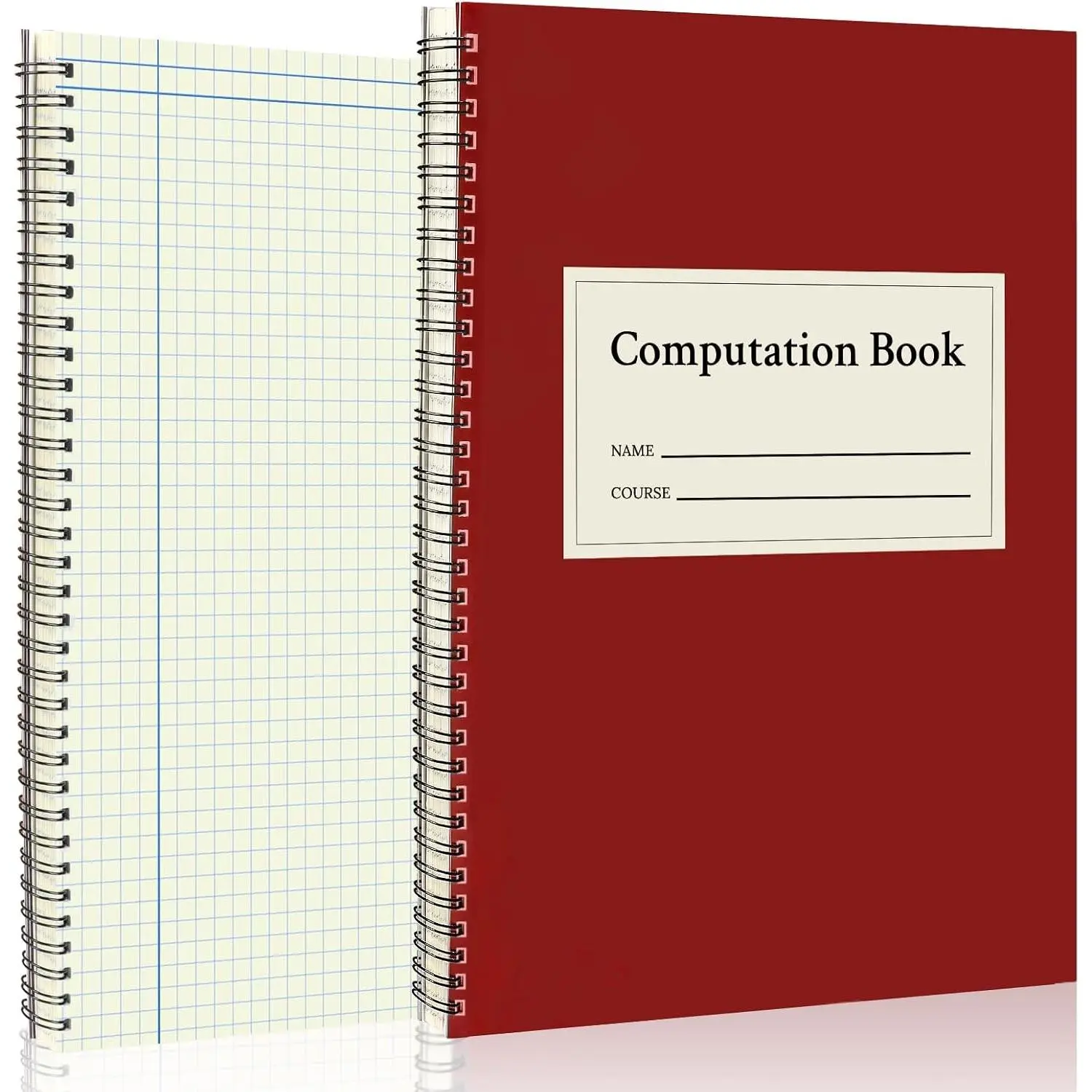 Computation Notebook Spiral 9 1/4" x 11 3/4" National Graph Paper 4 X 4 Quad Math Composition Book Engineering Notebook Red 76 sheets with Eye-ease Paper Waterproof Cover for Science Scale
