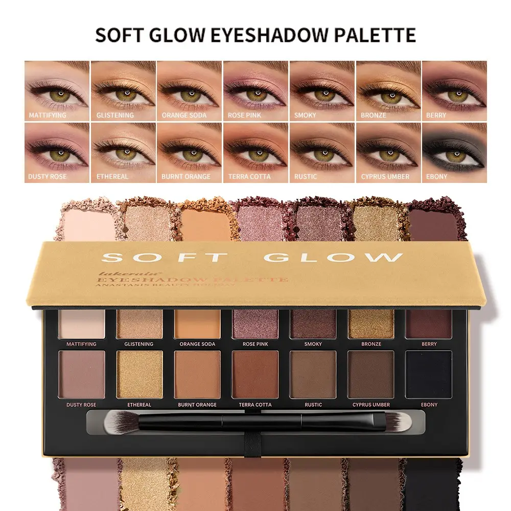 14-Color Eyeshadow Palette, High Pigmentation, Matte, Shimmer, Fine Glitter, Easy Blend, Long-Lasting, Multi-Use Makeup Kit