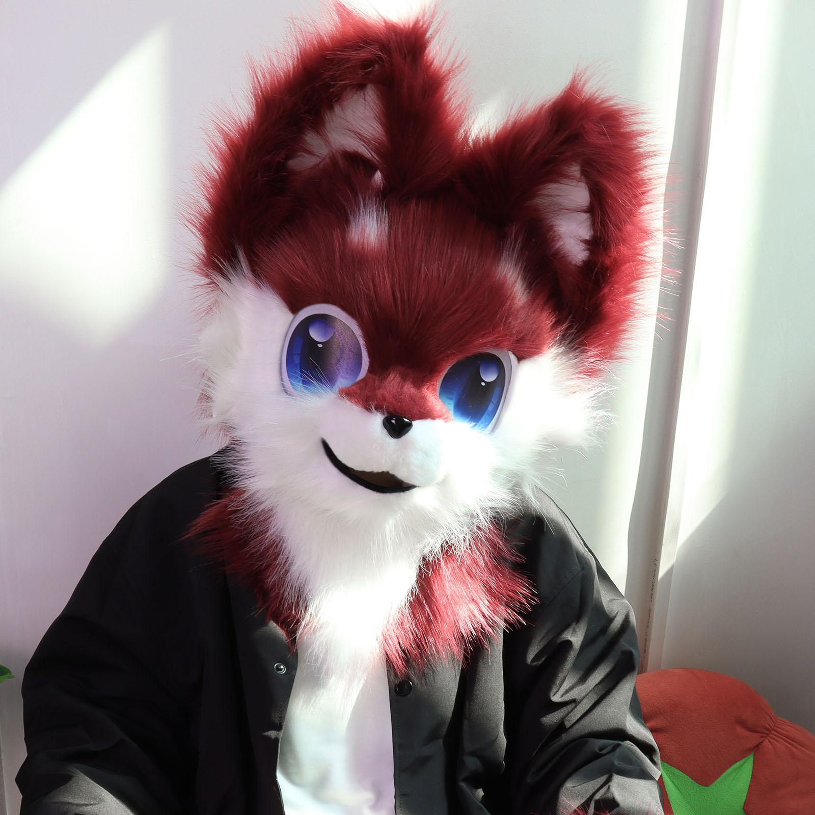 Animal Head Mask Furry Fursuit Plush Dog Fox Masks for Parties Cosplay Costume Accessory