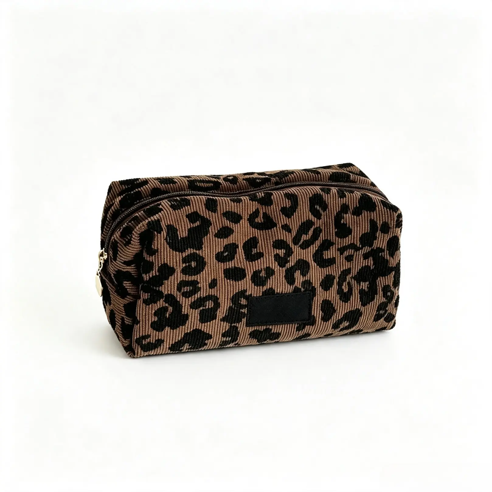 Vintage Printed Leopard Corduroy Makeup Bag - Large-Capacity Cosmetic Pouch, Portable Toiletry Organizer for Lipsticks, Skincare, Ideal Collectible Accessory for Daily Use, Travel