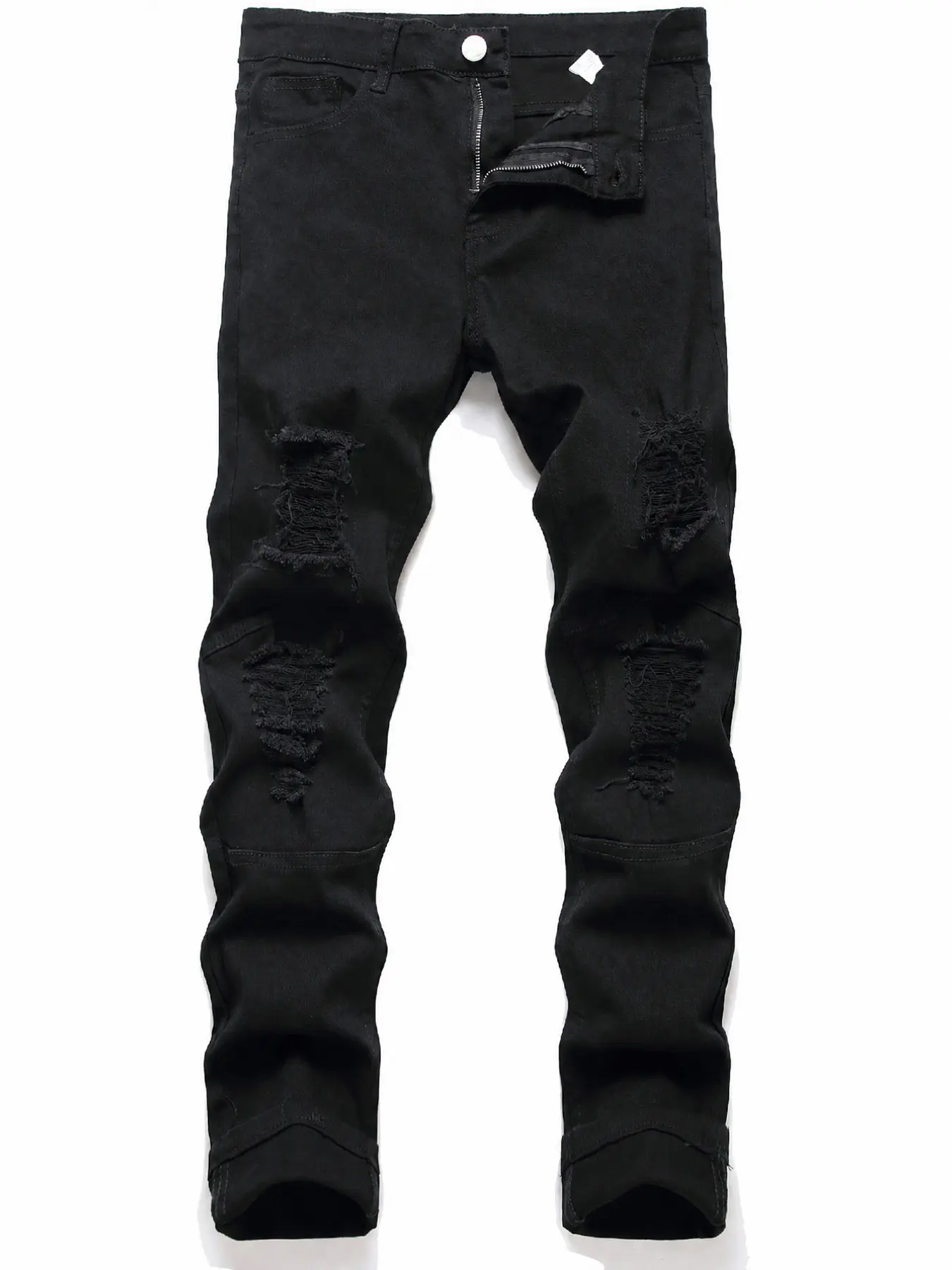 Men's Tight-Fit Ripped Jeans, Washed Denim Fabric, All-Day Comfort, Casual Workwear, Versatile Fit, Multiple Body Types