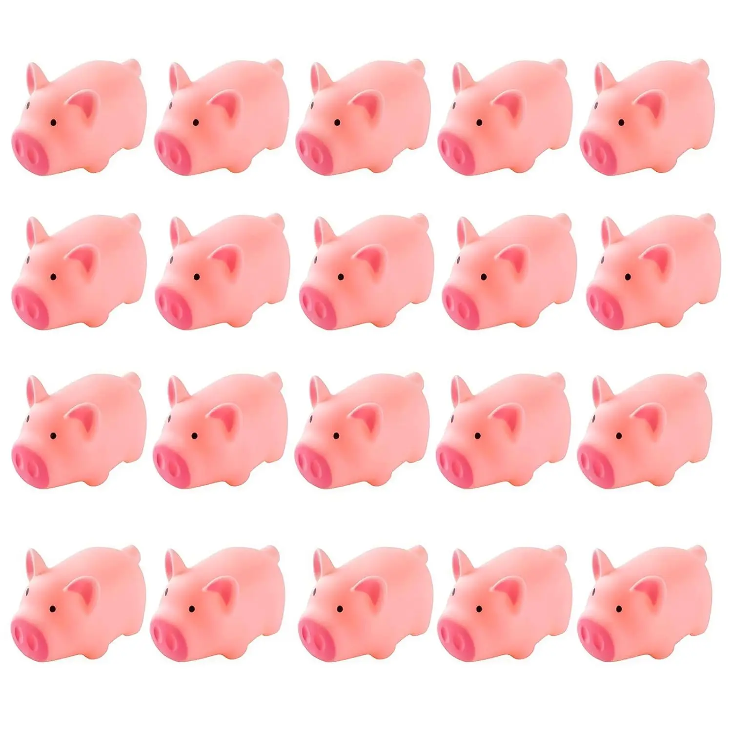 HAKACC 20 PCS Small Size Easy Squeeze Pig Shape Soft Rubber Squeaky Bath Toys, Safe Materials Baby Bathtub Toys for Baby Shower Party Favors