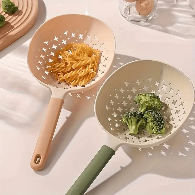 Kitchen silica gel big colander kitchen large Lo mein big colander household long handle anti-skid round strainer