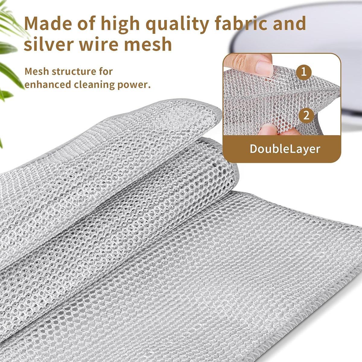 12 Pack Cleaning Cloths,Multipurpose Wire Miracle Cleaning Cloths, Multipurpose Wire Dishwashing Rags for Wet and Dry, for Washing Dishes, Sinks, Counters, Stove Tops
