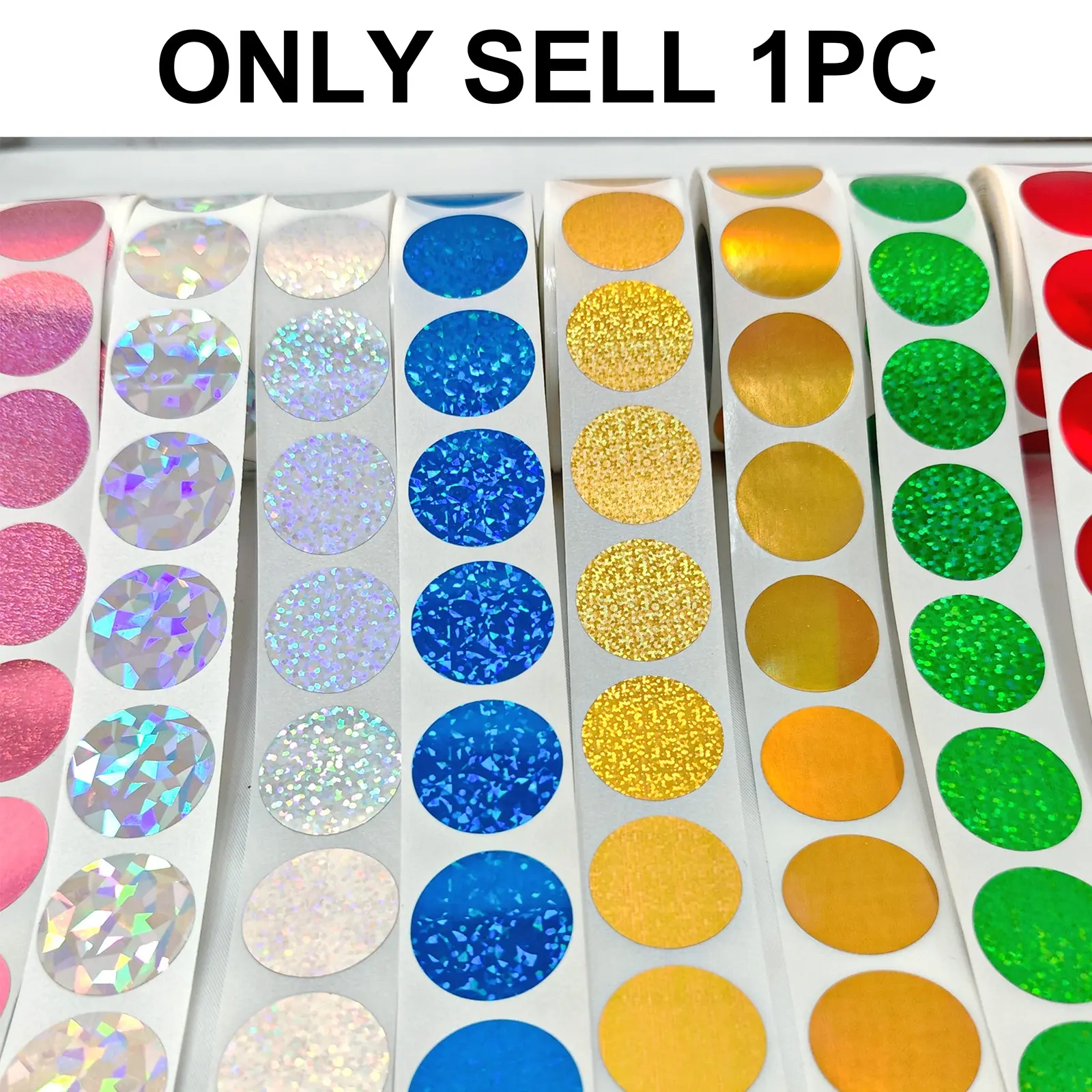 1 Inch Round Holographic Scratch off Stickers, 1000 Pieces/Roll, Colorful Password Stickers for Gift Cards, Coupons, Hidden Codes