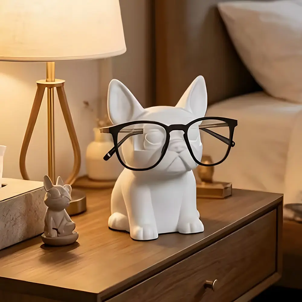 1 pc Dog Shape Eyeglass Holder Statue, Creative Art Decor, Outdoor Tabletop Ornament, Unisex, Perfect Gift for Birthday, Christmas, Halloween, Home Decor Statue