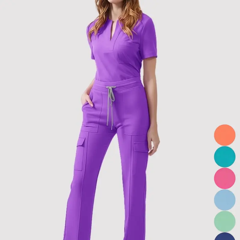 New Scrubs Uniform Casual Multi Short Sleeve Tops Pants Hospital Nurse Scrub Uniforms Women Pet Shop Doctor Scrub Medical Surgery Workwear Scrub Suit Clothes