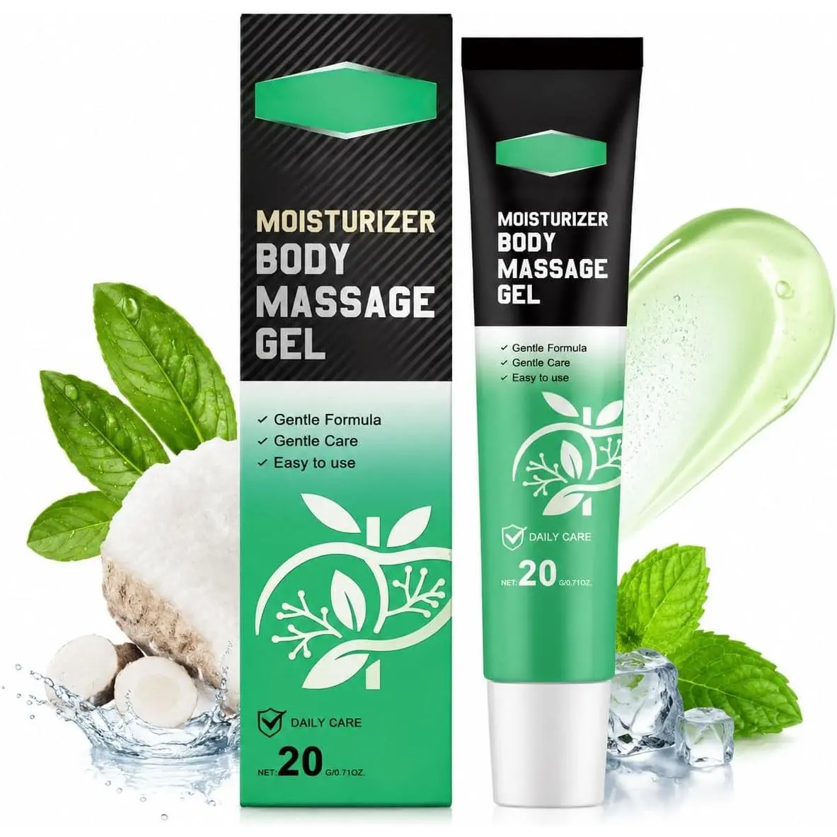 Cooling Body Massage Gel with Poria Cocos, Soothing Herbal Massage Cream for Neck Shoulder Back Tension, Fast Absorbing Non-Greasy Moisturizing Formula, Travel Size 0.7oz (20g) (1PC)