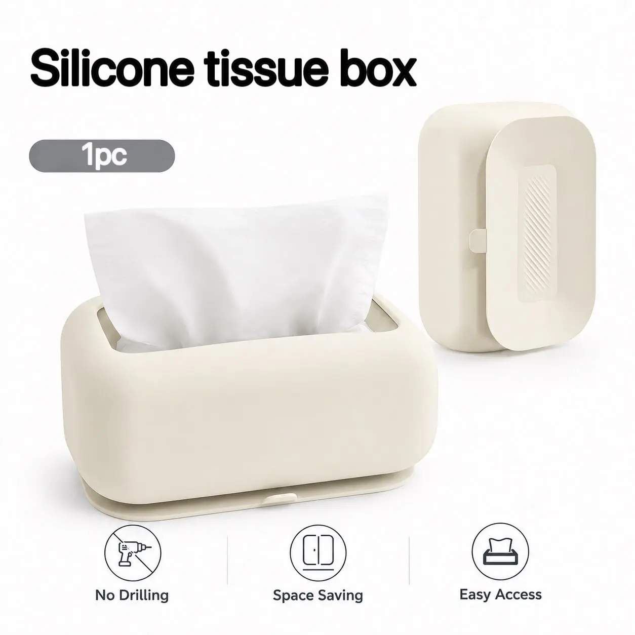 Suction Paper Towel Holder, Simple No-Drill Home Silicone Paper Towel Box, Adhesive Soft Pull Paper Towel Dispenser for Bathroom