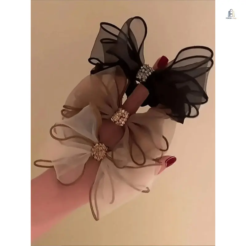 Hair Accessory Set |   Popular Elegant Mesh Bow Rhinestone Headbands, Multi-style Elastic Hair Bands for Women, Glam Decorative Hair Kit for Banquet Occasions, Daily Styling & Party Outfits