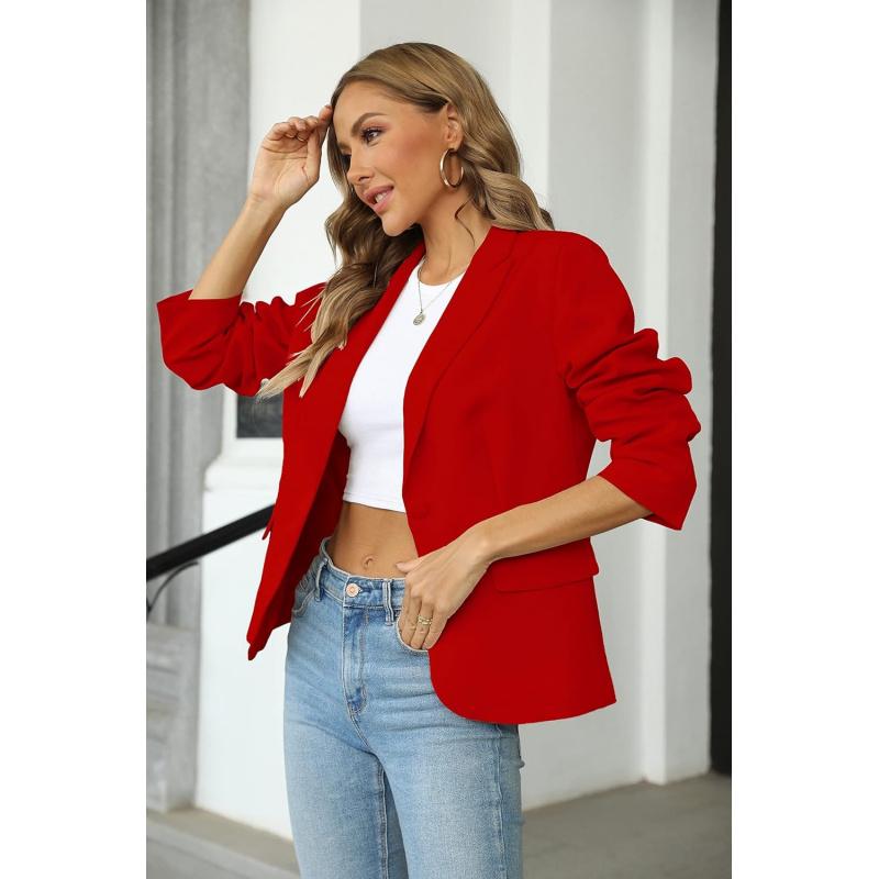 Womens Casual Blazers Long Sleeve Lapel Button Slim Work Office Blazer Jacket