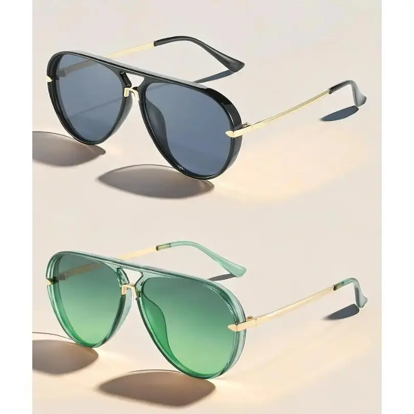 Unisex Classic Aviator Sunglasses, Sturdy Plastic Resin Frame with Gold Trim, UV400 Anti-Glare Lenses, Lightweight for Driving-Cycling-Hiking, OOTD Casual Daily Wear Protective Eyewear (Black), Stylish Shades, Trendy Styling Sunglasses, Lightweight Sports