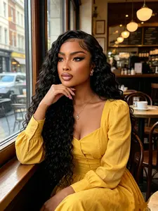 Pre Cut Pre Plucked 5x5 HD Lace Closure Glueless Wig, 180% Density Deep Wave Curly Human Hair Wig, Deep Wavy Hair, No Extra Cutting Needed Easy Ready To Wear Hairpiece