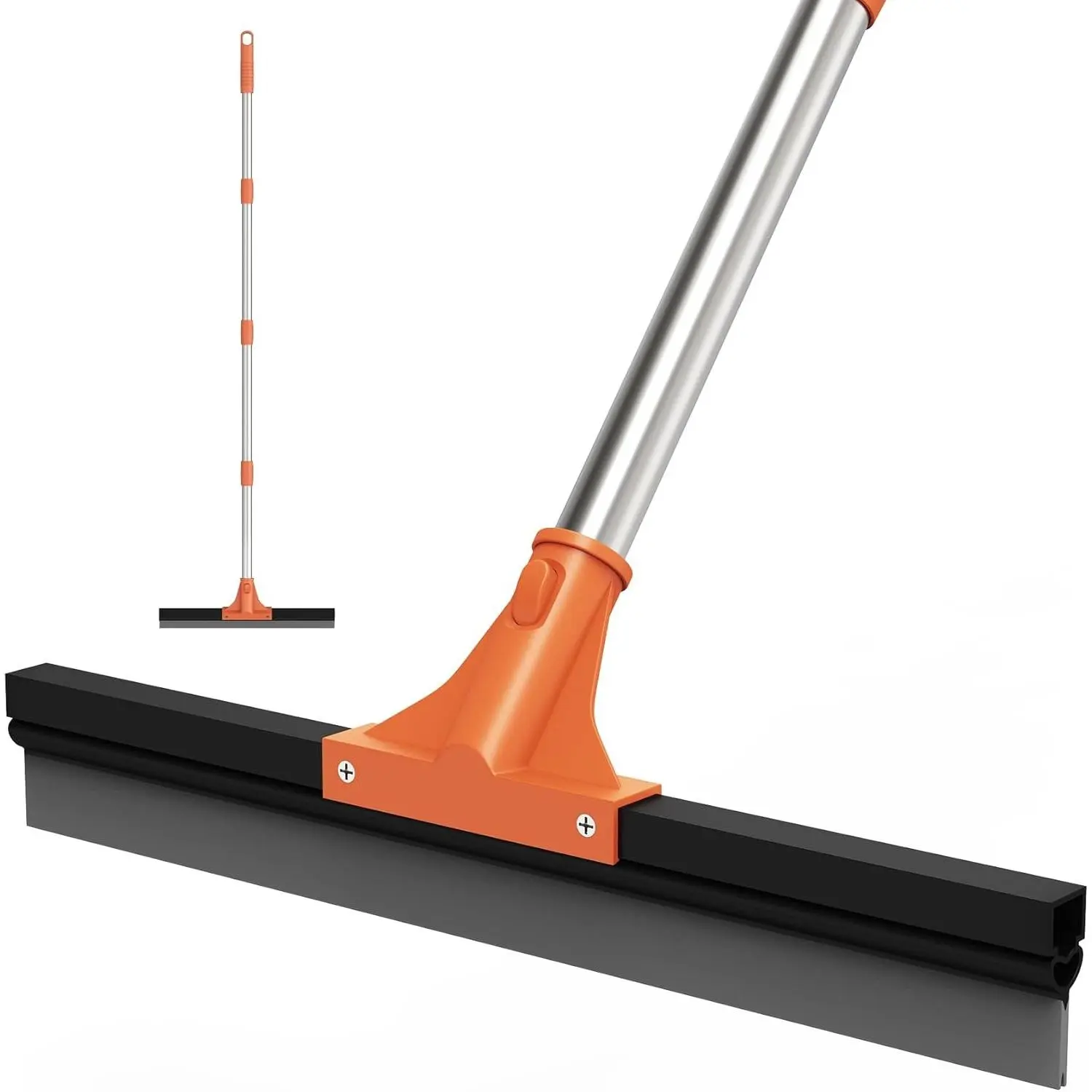 18" Large Heavy Duty Rubber Squeegee with 62" Long Handle for Concrete, Bathroom Tile, Garage Deck Cleaning, Home Cleaning