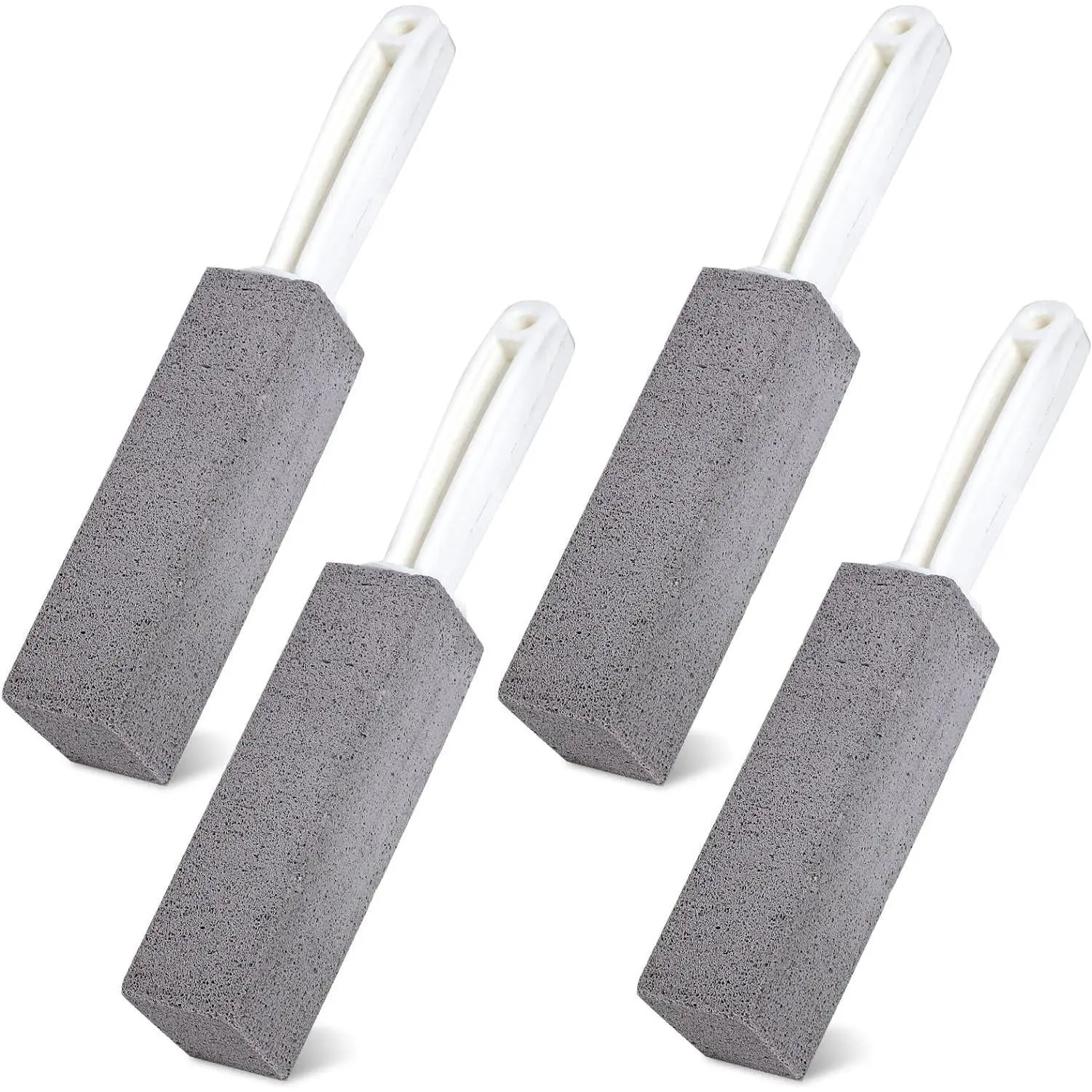 4-Count Natural Pumice Cleaning Stones with Handle - Durable, Easy to Use, Narrow Edges, Sharpenable Tip, Limescale Remover, Versatile Cleaning Tool for Toilets, Swimming Pools, All Seasons Selfie Accessories Maintenance
