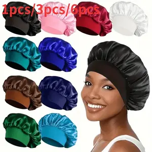 Luxury Satin Sleep Cap Set, High Elasticity Wide Band Headband, Hair Protection Silk Hat for Women & Men, Comfortable Home Use, Hair Care Cap, Satin Hair Bonnet