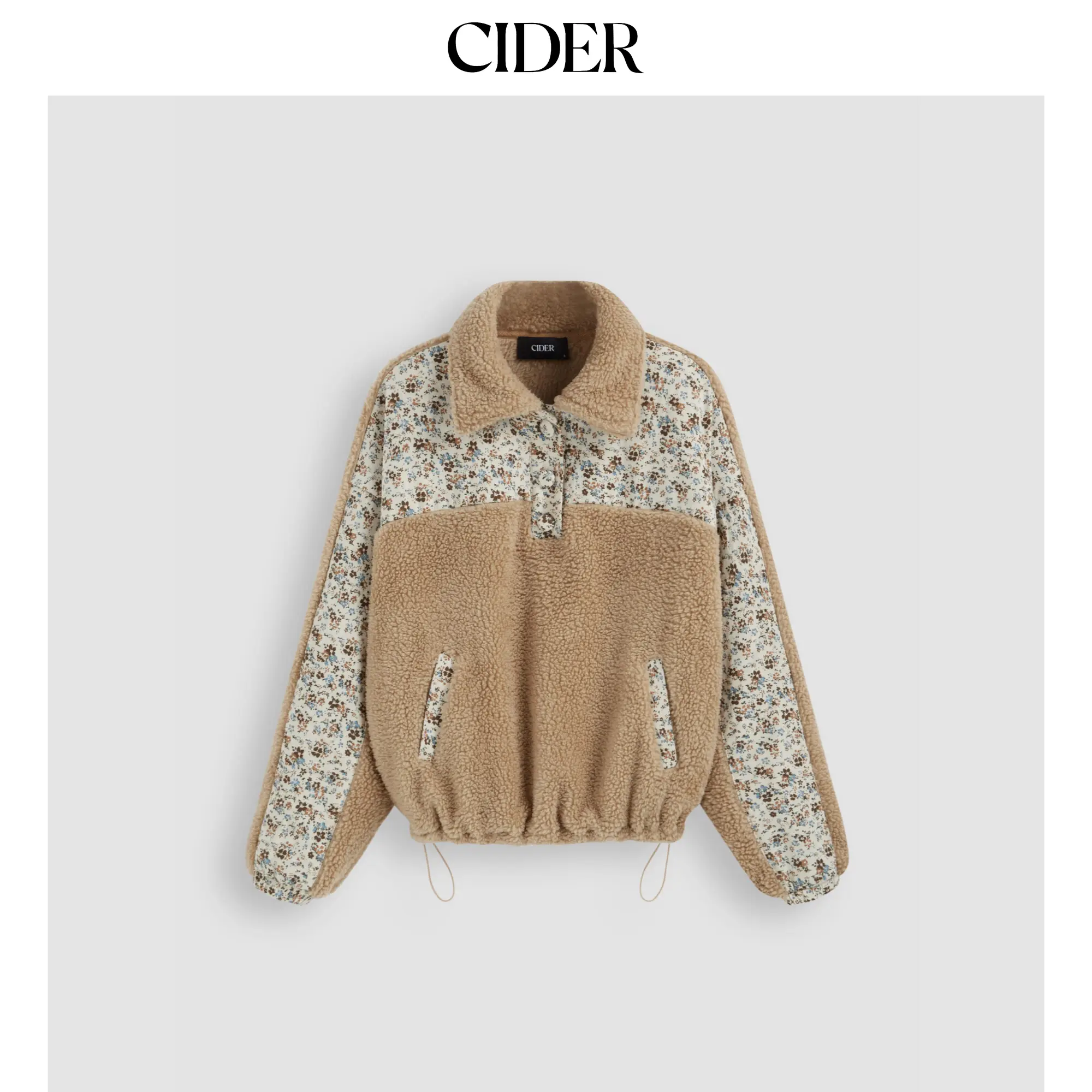 Cider Fleece Floral Patched Oversized Sweatshirt SohoChic