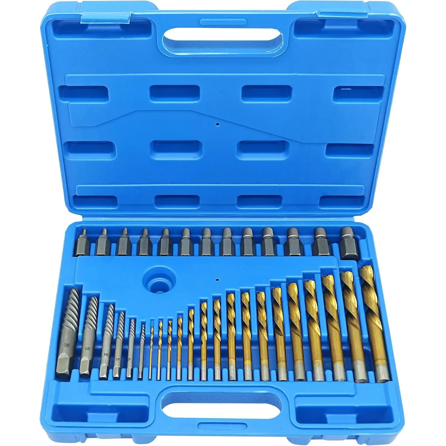 35- Helical Screw Puller Bolt Puller Kit, Easy Removal Kit with Left Hand Drill Bit Multi-spline Puller for Stripping Damaged, Studs, Rusty, Fillet , Nuts and Screws Screw Remover