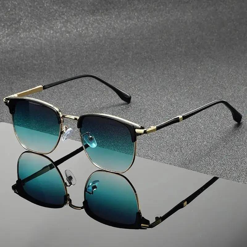 Vintage Square Metal Frame Sunglasses UV Protection Retro Fashion Shades for Men Women Outdoor Travel Daily Eyewear