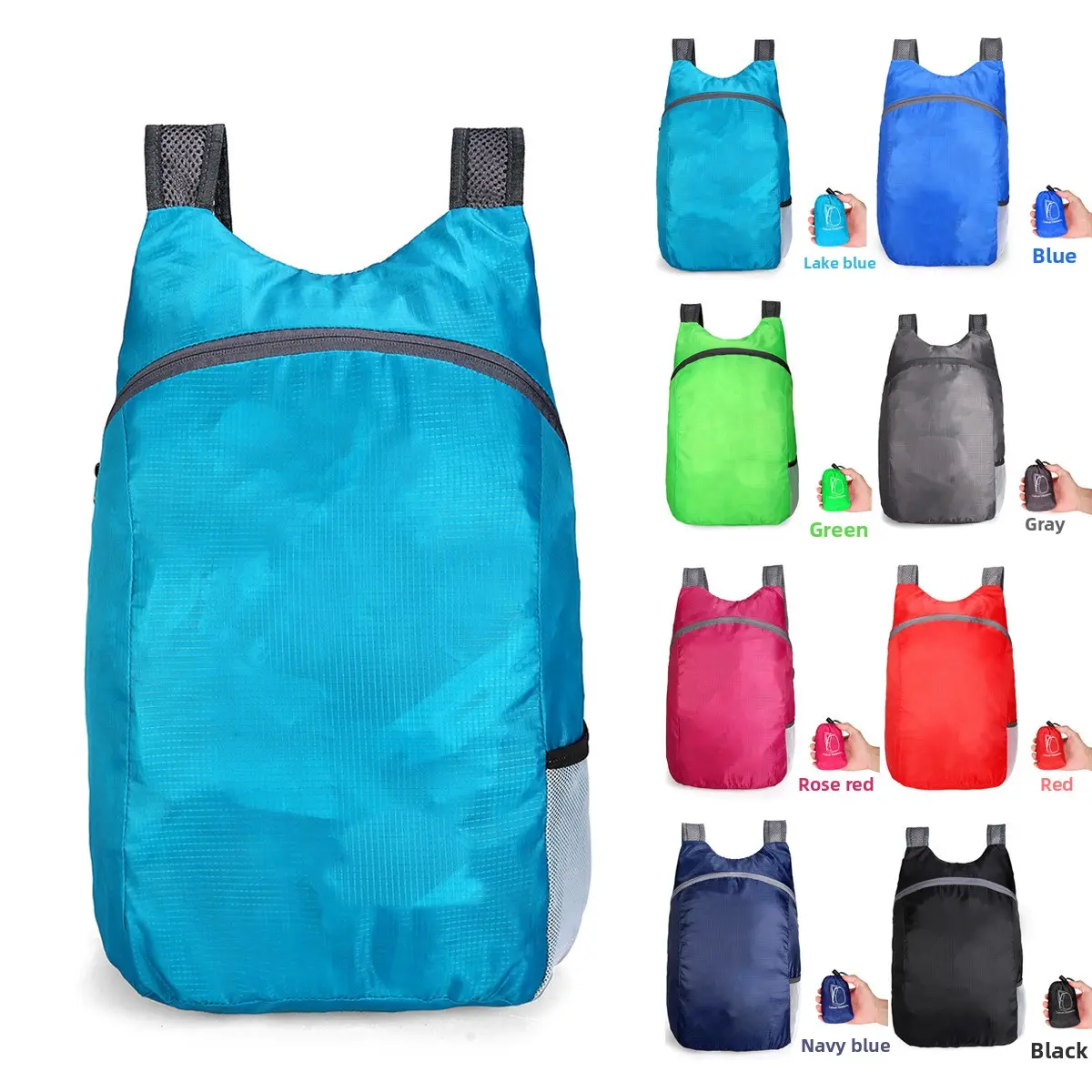 Ultra-light Ripstop Backpack - Folds to Palm Size, Water-Resistant Travel Bag for Hiking & Daily Trips, Ripstop Fabric, Breathable Shoulder Straps, Built-In Pouch, Collapsible Design, Comfortable Carrying, Daily Commutes