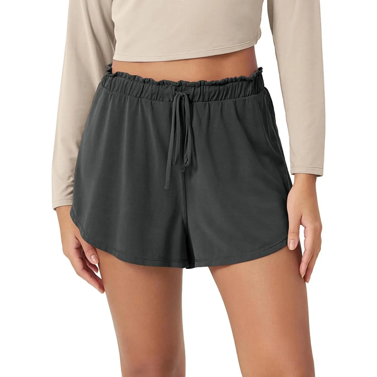 Modal Soft Lounge Shorts for Women Drawstring High Waist Casual Sleepwear Lightweight Cozy Pajama Bottom