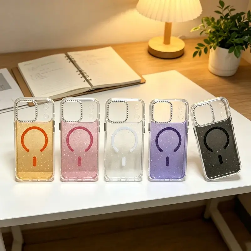 Crystal Glitter 2-in-1 Magnetic iPhone Case 17Air 17 16 15 14 13 Pro Max, Multiple Colors Available, Shockproof & Dustproof, Precise Cutouts, Compatible with Multiple iPhone Models