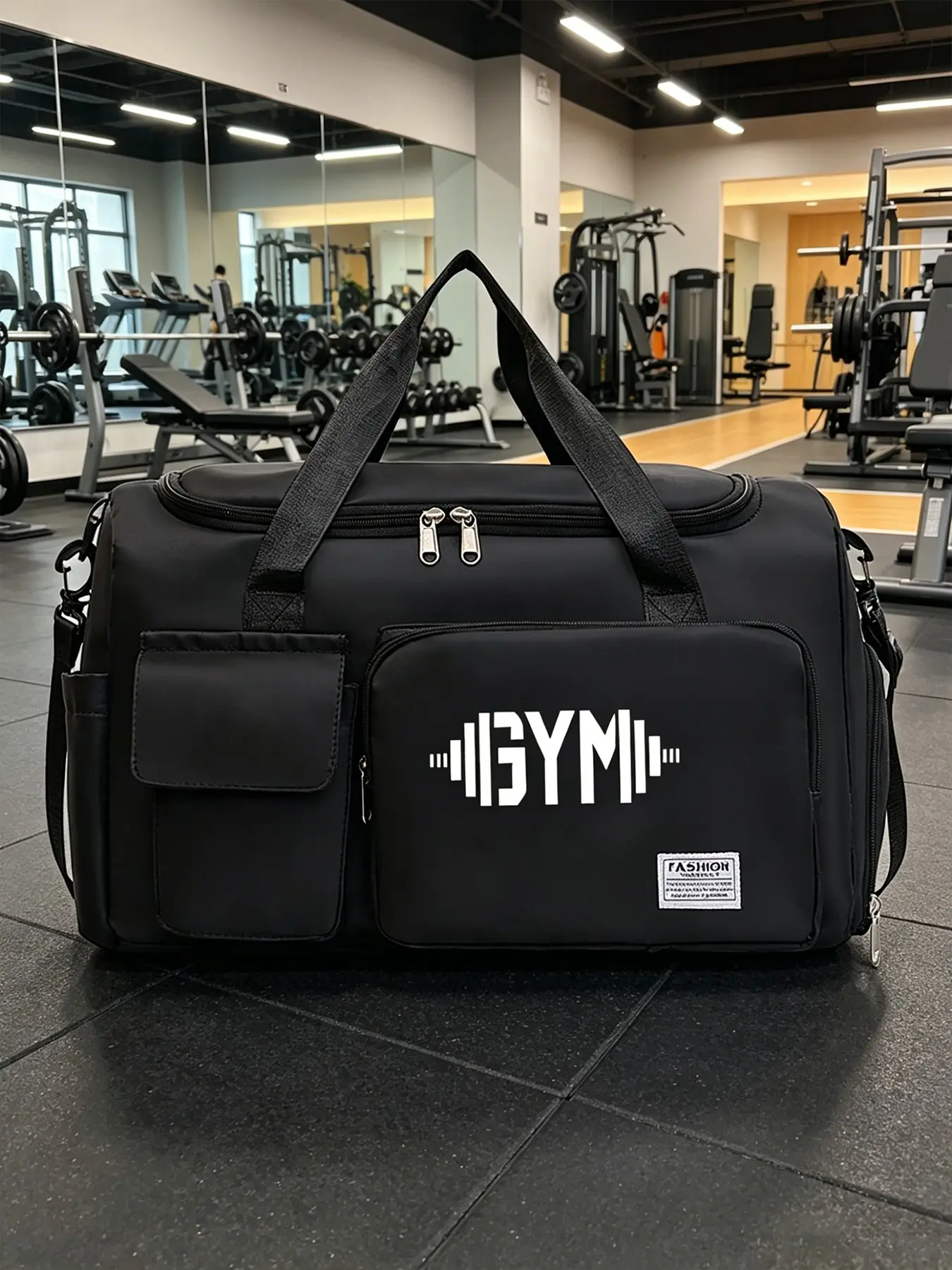 Unisex Dumbbell Print Gym Tote Bag, Durable Sportswear for Travel & Training, High-Quality Fitness Backpack, Gym Workout Bag, All-Season Casual Style