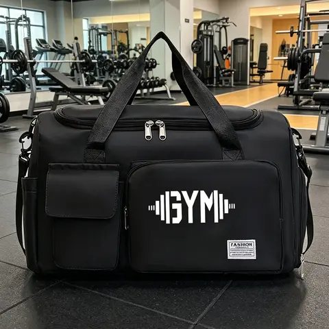 Unisex Dumbbell-Print Gym Duffle Bag, Durable Sports Bag for Travel, Training, and Workouts, Casual Design for Year-Round Use, Gym Bags