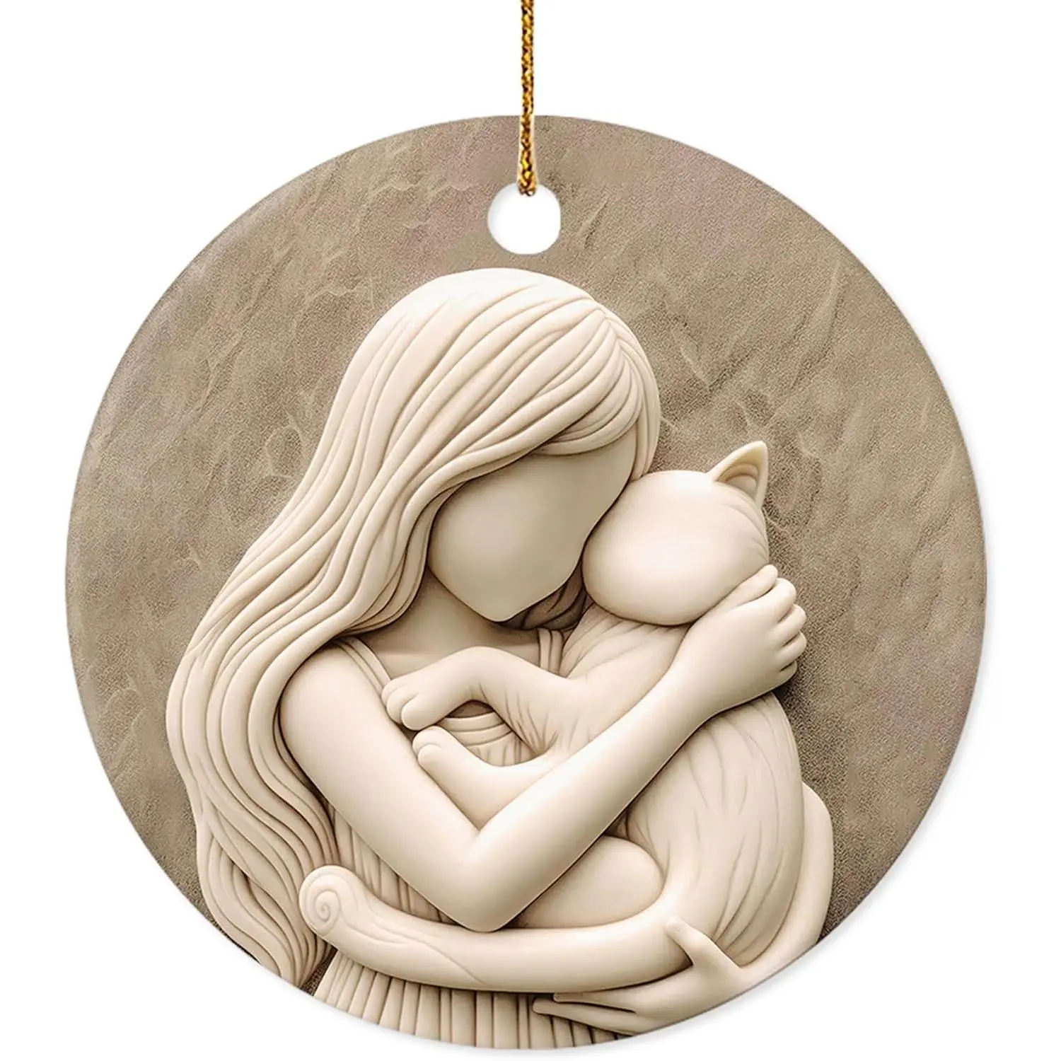 Christmas Ornament Girl Hugging  Ceramic Ornament | Printed Ceramic Ornament, Not a Carved Sculpture, Gifts for  Lovers, Women, Girls,