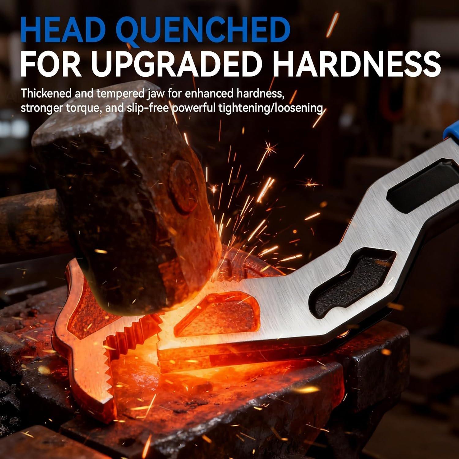 Self Adjusting Pipe Wrench,6", 8", 10", 12" Multifunctional Self Locking Wrench Set, Self Adjustable Wrench Plumbing Tools for Pipe Fittings and Nuts, Chromium Vanadium Steel