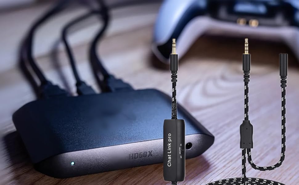 HD60 S+ Chat Link Pro Cable Replacement for Elgato HD60 X, HD60PRO Capture Card, Chat Adapter Replacement for Nintendo Switch, Xbox One and PS5, with in-line Isolator