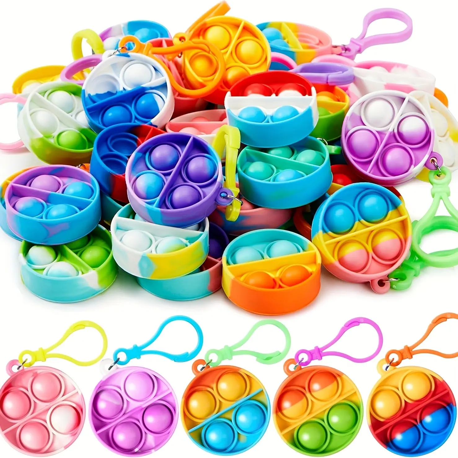 Bulk 30 Mini Pop It Fidget Toys, Silicone Anxiety Relief Sensory Toys, Toddler Kids Goodie Bag Stuffers, Classroom Prizes, Holiday Gifts